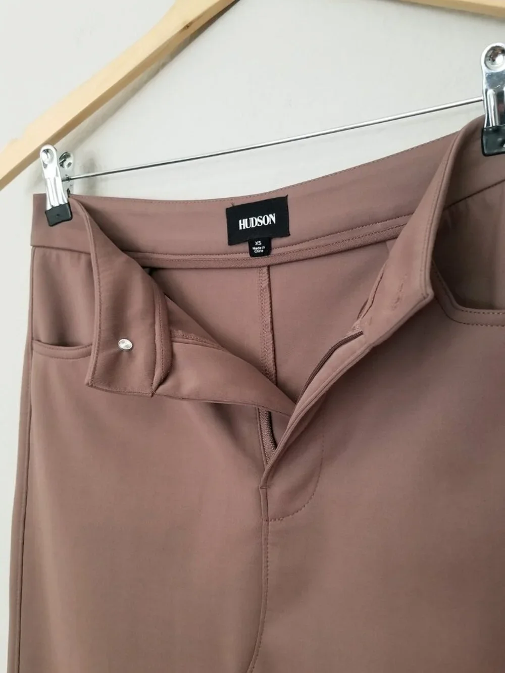 Hudson Jeans Women's XS Reconstructed Midi Skirt Deep Taupe Brown Stretch $185